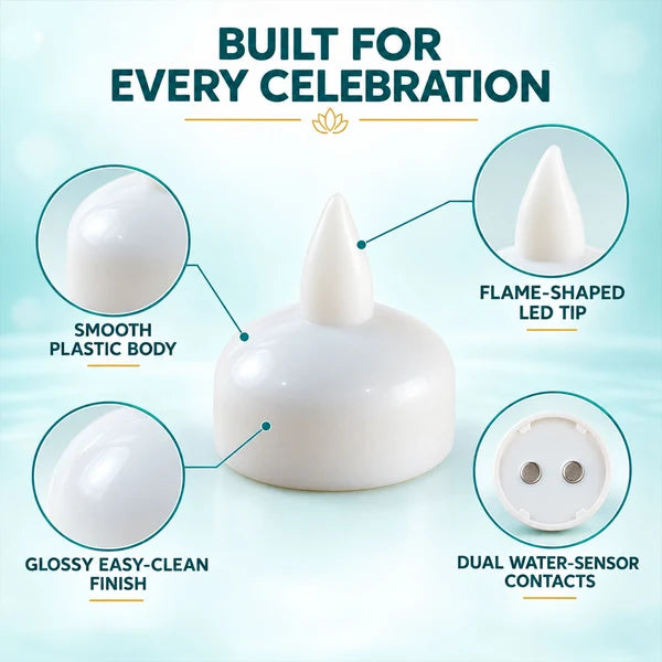 LED Floating Water Sensor Diyas & Multicolor LED Candlelight – Festive Combo