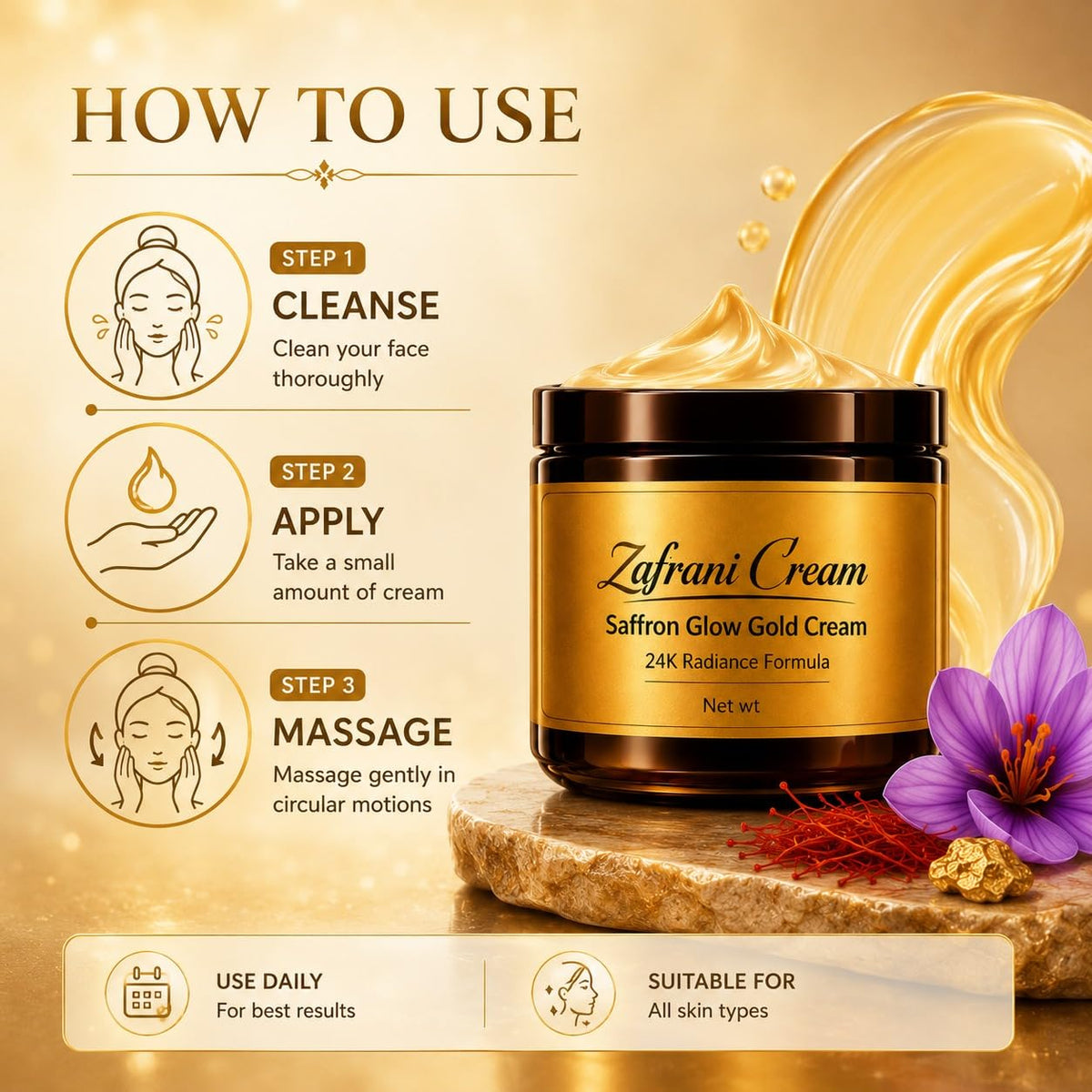 Zafrani Cream Saffron Glow Gold Cream with 24K Radiance