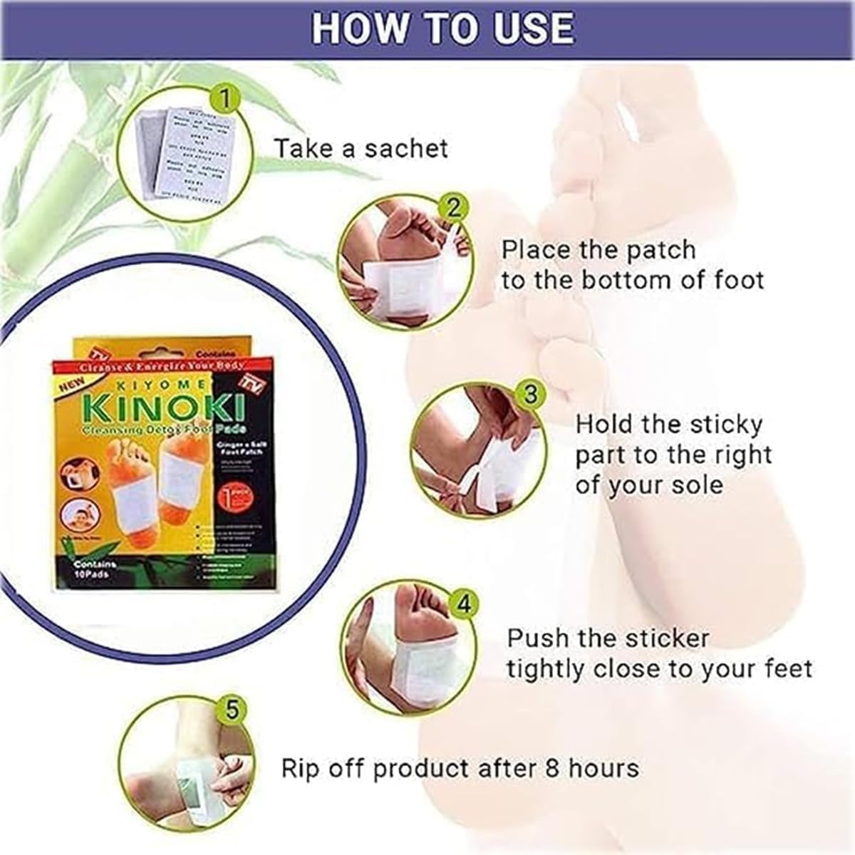 Kinoki Detox Foot Pads - Ginger & Salt Adhesive Patches for Foot Care