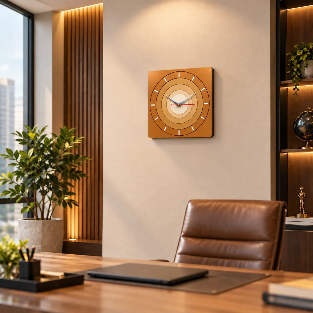 Modern Layered Wooden Wall Clock | Premium Square Designer Clock