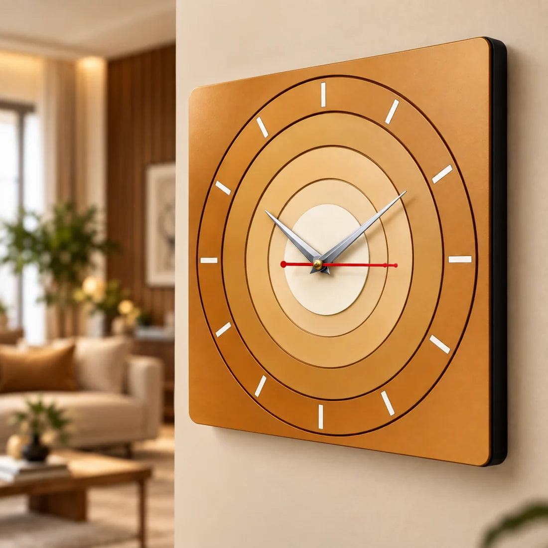 Modern Layered Wooden Wall Clock | Premium Square Designer Clock